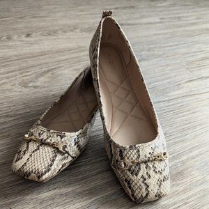 Square Toe, Python Print Ballet Flats